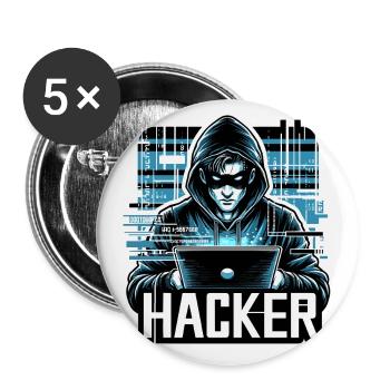 Hacker - Illustration - Buttons klein 25 mm (5er Pack) - Weiß - Vorne
