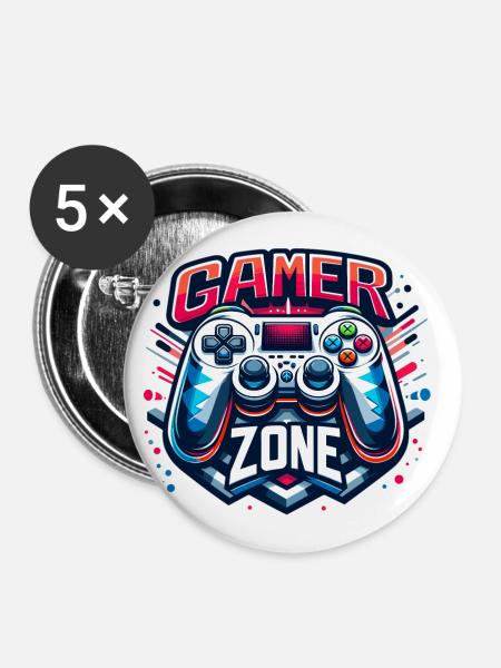 Gamer Zone - Controller Illustration - Buttons klein 25 mm (5er Pack) - Weiß