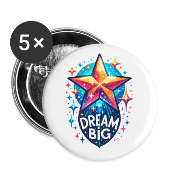 Dream Big - Sternschnuppe Illustration - Buttons klein 25 mm (5er Pack) - Weiß - Vorne