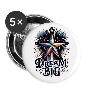 Dream Big - Shooting Star Illustration - Buttons small 1''/25 mm (5-pack) - white - Front