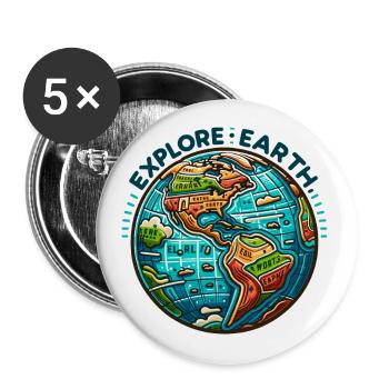 Explore Earth - Erde Illustration - Buttons small 1''/25 mm (5-pack) - white - Front