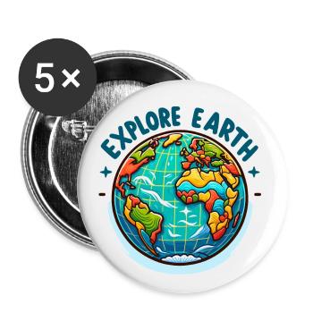 Explore Earth - Erde Illustration - Buttons small 1''/25 mm (5-pack) - white - Front