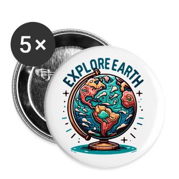 Explore Earth - Erde Illustration - Buttons small 1''/25 mm (5-pack) - white - Front
