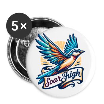 Soar High - Vogel Illustration - Buttons klein 25 mm (5er Pack) - Weiß - Vorne