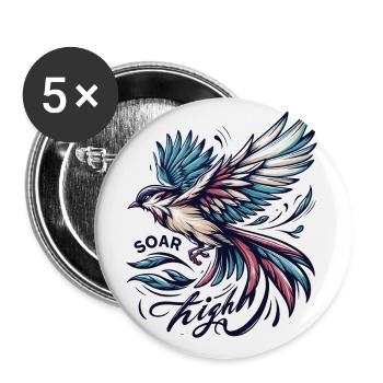 Soar High - bird illustration - Buttons small 1''/25 mm (5-pack) - white - Front