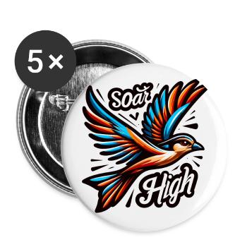 Soar High - Bird Illustration - Buttons small 1''/25 mm (5-pack) - white - Front