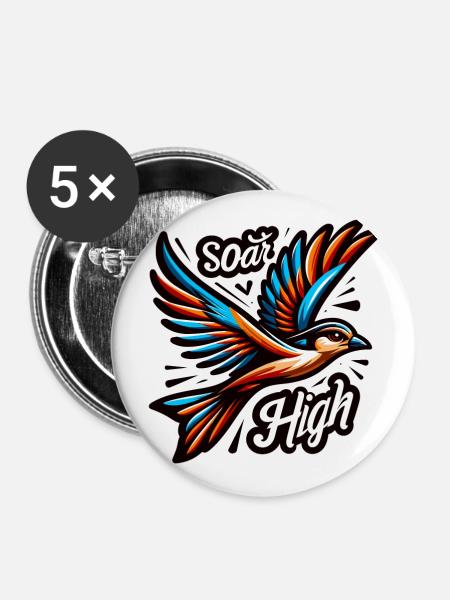 Soar High - Vogel Illustration - Buttons klein 25 mm (5er Pack) - Weiß