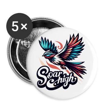 Soar High - bird illustration - Buttons small 1''/25 mm (5-pack) - white - Front