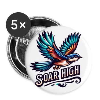 Soar High - bird illustration - Buttons small 1''/25 mm (5-pack) - white - Front