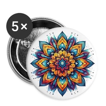 Mandala Harmony - Buttons small 1''/25 mm (5-pack) - white - Front