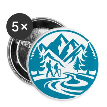 Wandern - Buttons klein 25 mm (5er Pack) - Weiß - Vorne