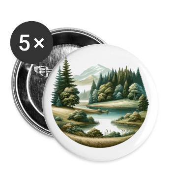 Landscape - Illustration - Buttons small 1''/25 mm (5-pack) - white - Front
