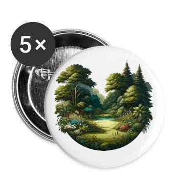 Landscape - Illustration - Buttons small 1''/25 mm (5-pack) - white - Front