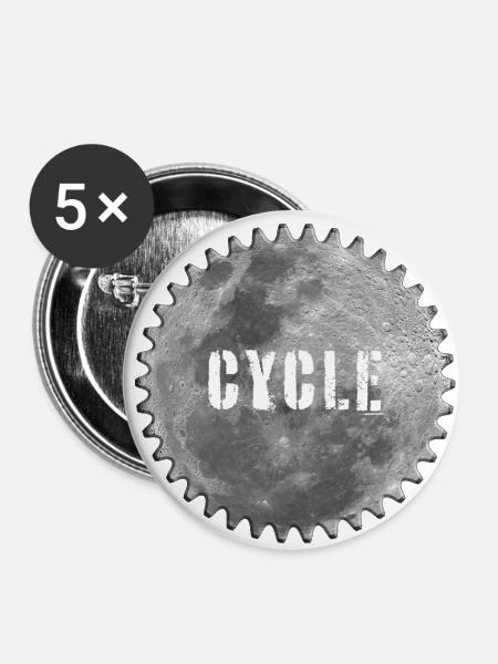 Mond-Radtour - Buttons klein 25 mm (5er Pack) - Weiß