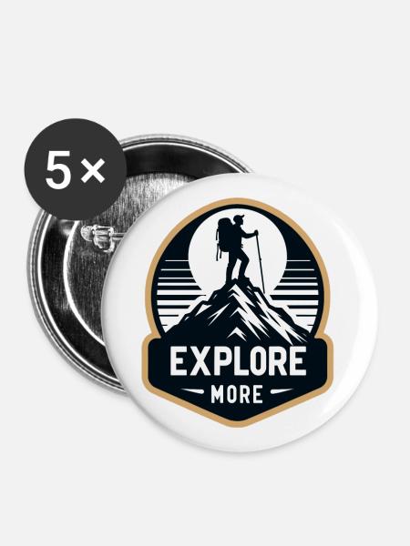 Explore more - Wanderer - Buttons klein 25 mm (5er Pack) - Weiß
