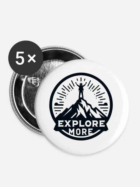 Explore more - Wanderer - Buttons klein 25 mm (5er Pack) - Weiß