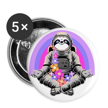 Faultier in Meditation - Buttons klein 25 mm (5er Pack) - Weiß - Vorne