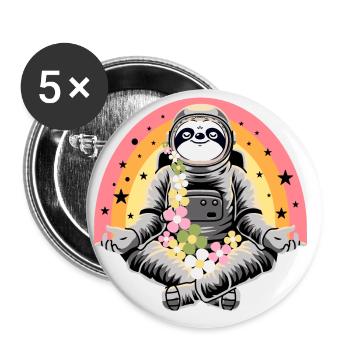 Faultier macht Yoga - Buttons klein 25 mm (5er Pack) - Weiß - Vorne