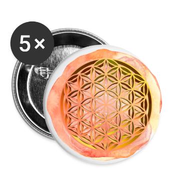 Lebensblume 3D - Buttons klein 25 mm (5er Pack) - Weiß - Vorne