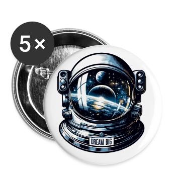 Dream Big - Astronaut Illustration - Buttons klein 25 mm (5er Pack) - Weiß - Vorne