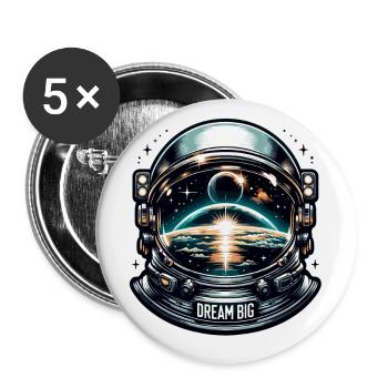 Dream Big - Astronaut Illustration - Buttons klein 25 mm (5er Pack) - Weiß - Vorne
