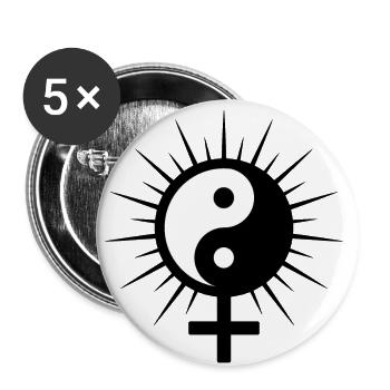 Symbole de Vénus Ying Yang - Lot de 5 petits badges (25 mm) - blanc - Devant