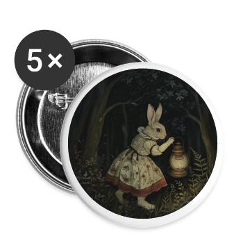 Bunny Vintage Dress Girl in Dark Forest Lantern - Buttons small 1''/25 mm (5-pack) - white - Front