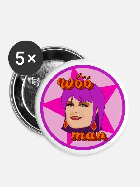 I'm a woo man (pink) - Buttons klein 25 mm (5er Pack) - Weiß