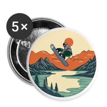 Snowboarden - Buttons klein 25 mm (5er Pack) - Weiß - Vorne