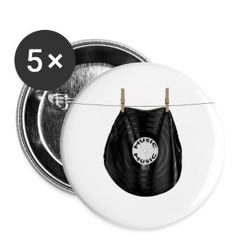 Disque vinyl - Lot de 5 petits badges (25 mm) - blanc - Devant