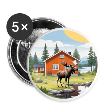 Naturleben Schweden Logo Elch Blog Haus Natur - Buttons klein 25 mm (5er Pack) - Weiß - Vorne