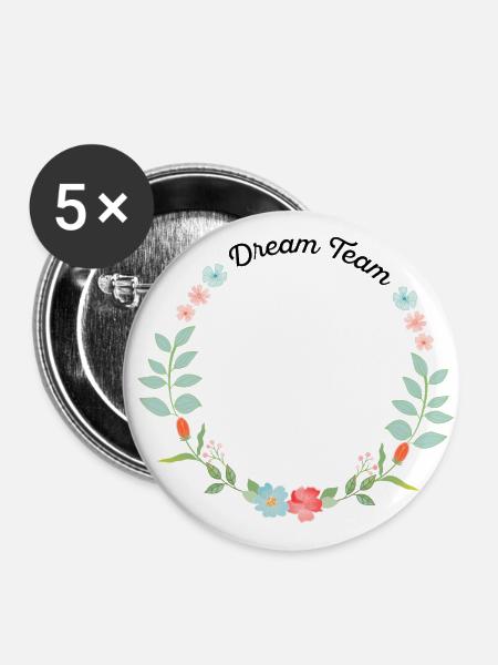 Dream Team - Buttons klein 25 mm (5er Pack) - Weiß