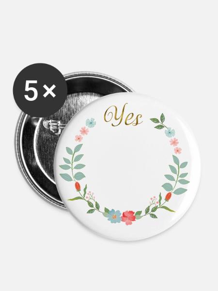 Yes - Buttons klein 25 mm (5er Pack) - Weiß