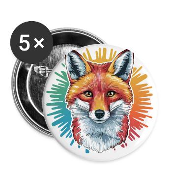 Fuchs - Illustration - Buttons klein 25 mm (5er Pack) - Weiß - Vorne