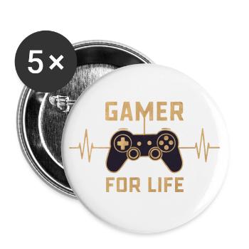Gamer for life - Buttons klein 25 mm (5er Pack) - Weiß - Vorne
