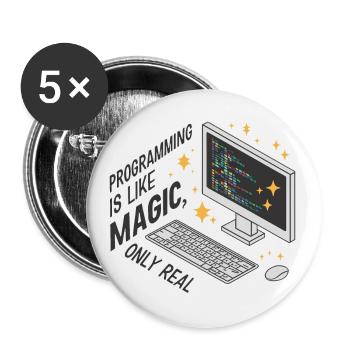 Programmieren ist wie Magie, nur real. - Buttons klein 25 mm (5er Pack) - Weiß - Vorne