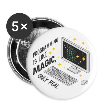 Programmieren ist wie Magie, nur real. - Buttons klein 25 mm (5er Pack) - Weiß - Vorne