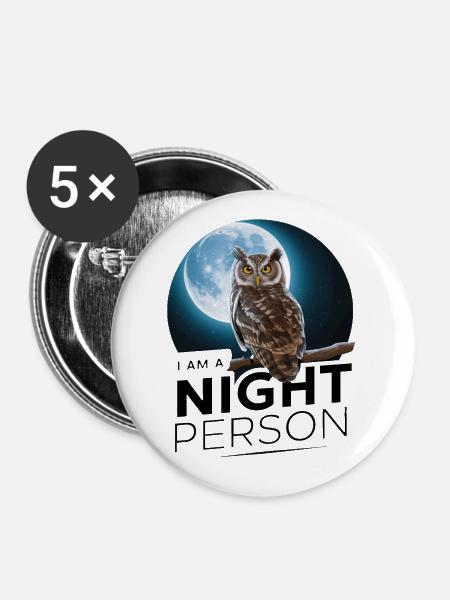 Ich bin ein Nachtmensch. - Buttons klein 25 mm (5er Pack) - Weiß