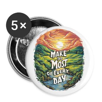 Make the most of every day - Buttons small 1''/25 mm (5-pack) - white - Front