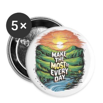 Make the most of every day - Buttons small 1''/25 mm (5-pack) - white - Front