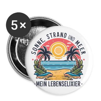 Sun, beach and sea - my elixir of life - Buttons small 1''/25 mm (5-pack) - white - Front