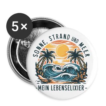 Sun, beach and sea - my elixir of life - Buttons small 1''/25 mm (5-pack) - white - Front