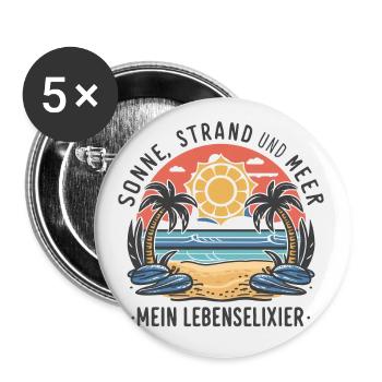 Sun, beach and sea - my elixir of life - Buttons small 1''/25 mm (5-pack) - white - Front