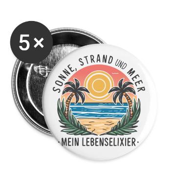 Sun, beach and sea - my elixir of life - Buttons small 1''/25 mm (5-pack) - white - Front