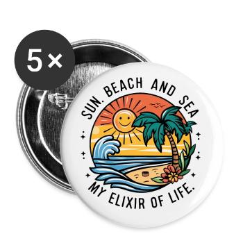 Sun, beach and sea - my elixir of life - Buttons small 1''/25 mm (5-pack) - white - Front