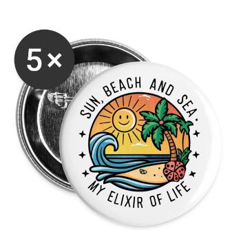 Sun, beach and sea - my elixir of life - Buttons small 1''/25 mm (5-pack) - white - Front