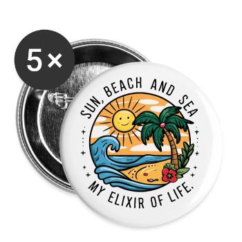 Sun, beach and sea - my elixir of life - Buttons small 1''/25 mm (5-pack) - white - Front