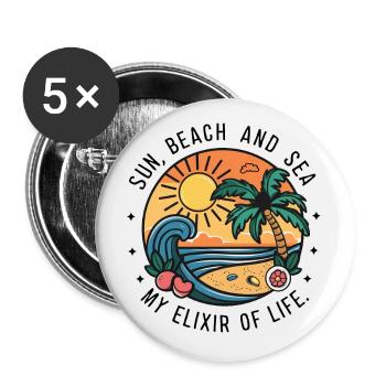 Sun, beach and sea - my elixir of life - Buttons small 1''/25 mm (5-pack) - white - Front