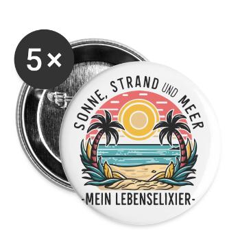 Sun, beach and sea - my elixir of life - Buttons small 1''/25 mm (5-pack) - white - Front
