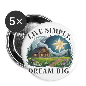 Einfach leben, groß Träumen - Buttons klein 25 mm (5er Pack) - Weiß - Vorne